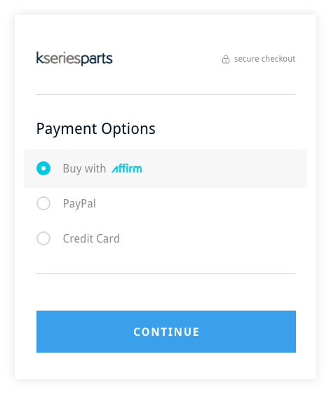 Step Two - Select Affirm During Checkout
