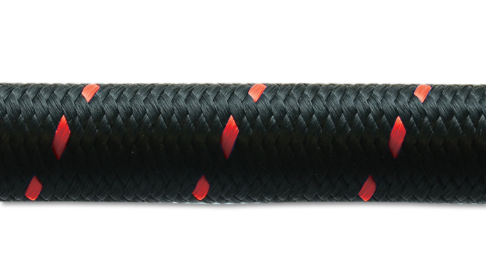 Vibrant -12AN Black and Red Nylon Braided Hose: 5 Foot Roll