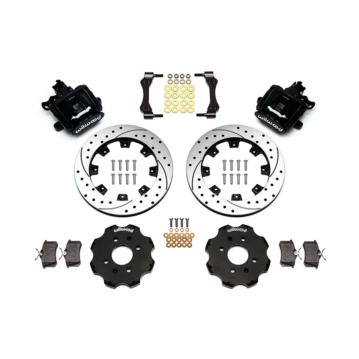 Wilwood 90-01 Integra Black Caliper 12.19in Drilled Rotor Rear Brake Kit