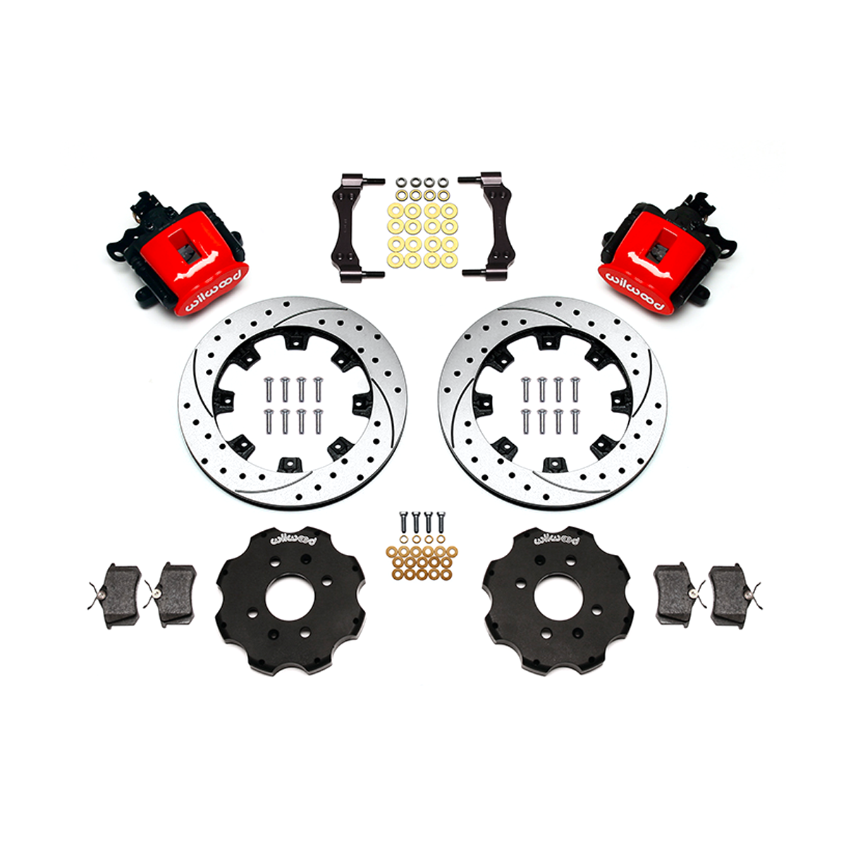 Wilwood 90-01 Integra Red Caliper 12.19in Drilled Rotor Rear Brake Kit