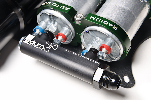 Radium Engineering Black 4-Port Manifold for Bosch 044 Pumps