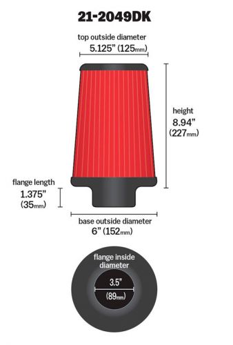 AEM 3 1/2 Inch Short Neck 9 Inch DryFlow Air Filter | 21-2049DK