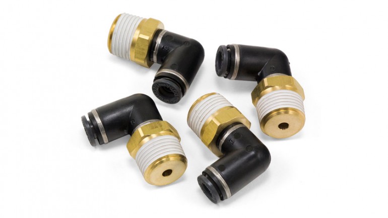 Air Lift 3/8in MNPT Male Elbow with 1/4in Push to Connect Fitting