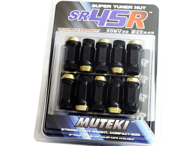 Muteki Black M12x1.5 SR45R Open Ended Lug Nuts 20 Pack