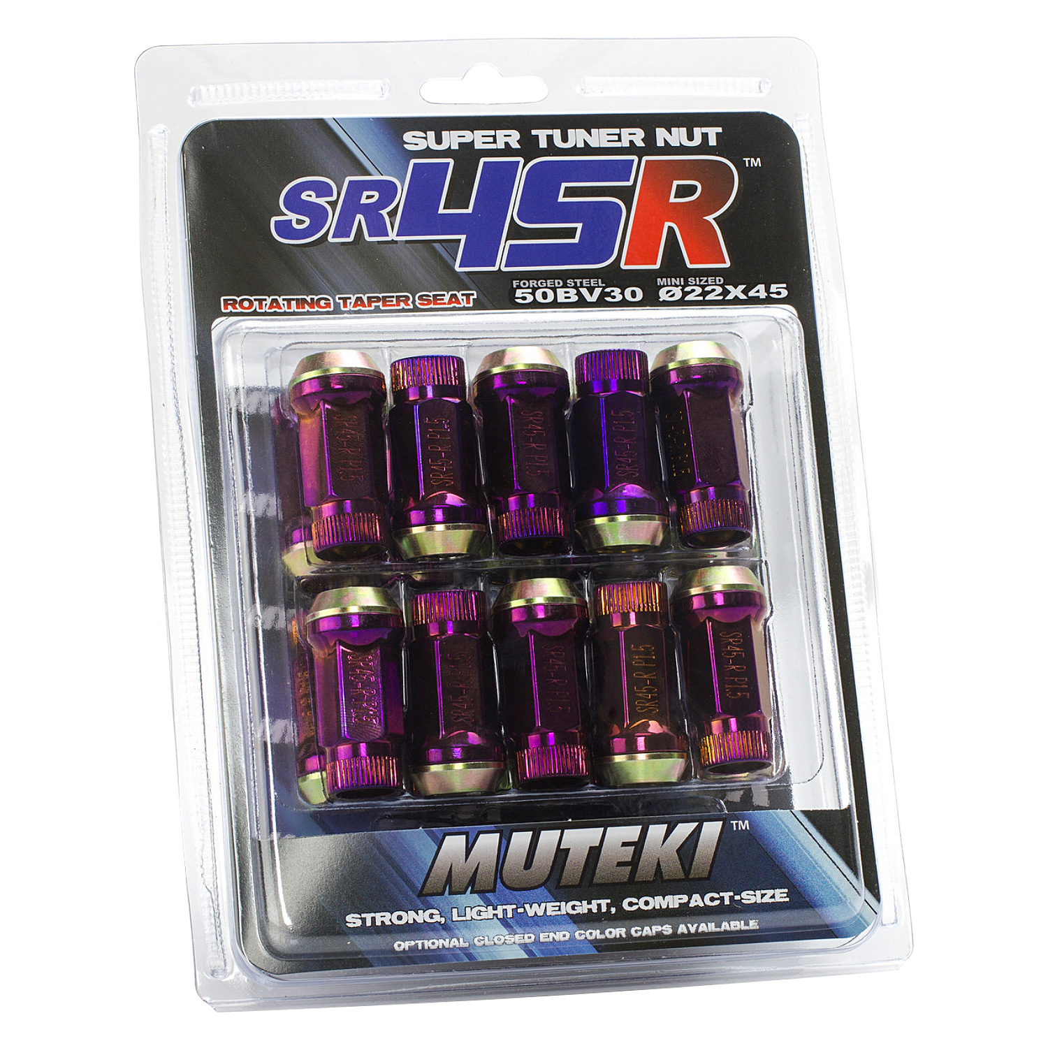 Muteki SR45R Open Ended Lug Nuts 20 Pack: Burned Titan M12 x 1.5