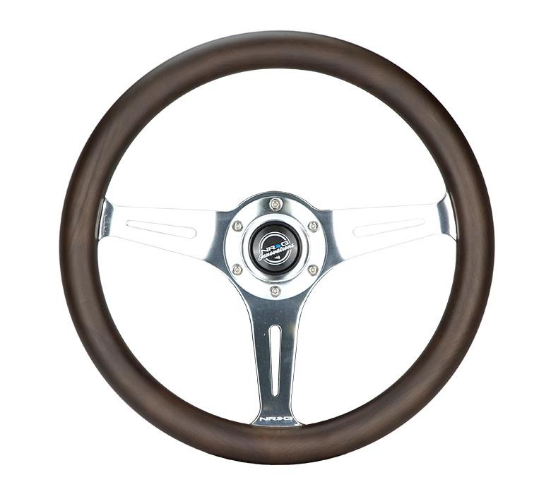 NRG 350mm Oak Woodgrain Silver Center Steering Wheel