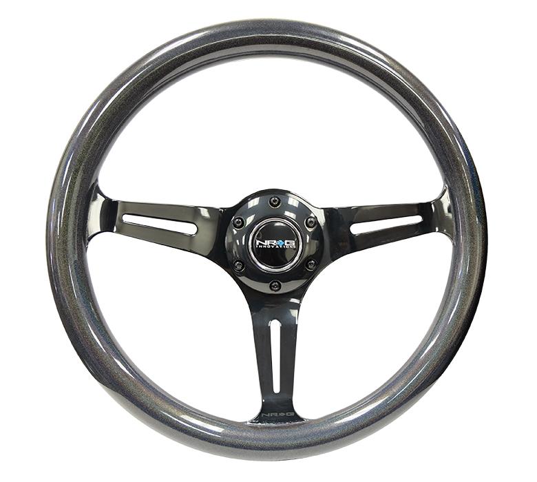 NRG 350mm Chameleon Woodgrain Black Chrome Center Steering Wheel