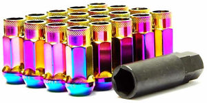 MonsterLug 19mm Hex Chrome Neon Lug Nuts 20 Pack M14 x 1.5