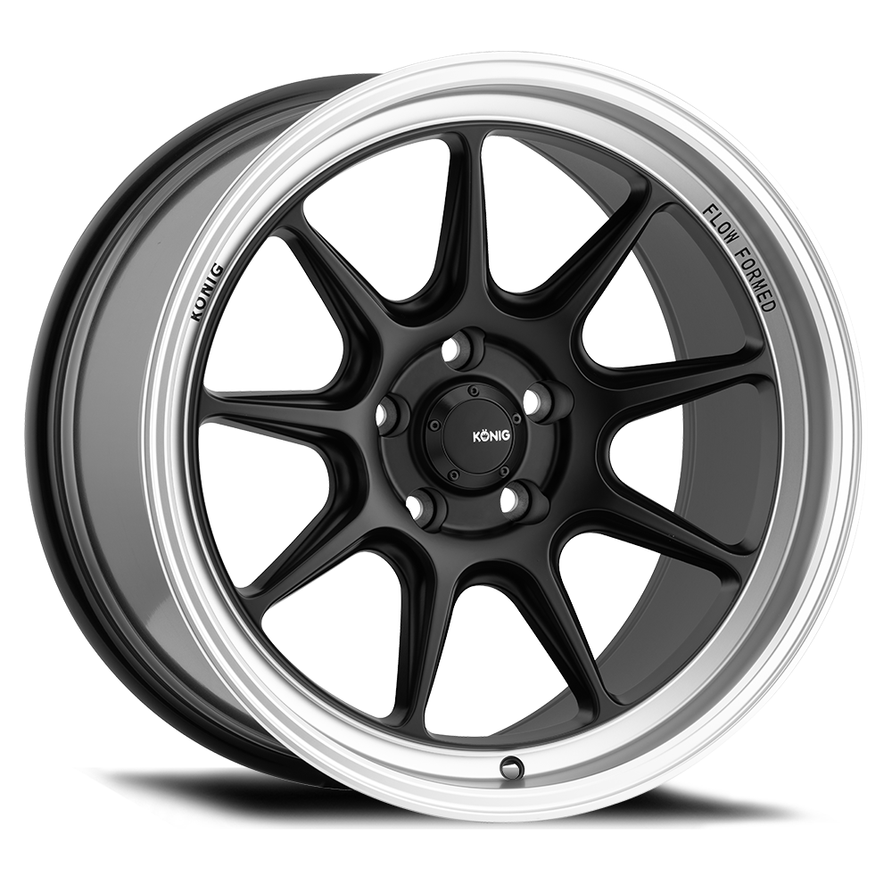 Konig Countergram 15x7.5 4x100 35mm Offset 73mm Bore Matte Black Machined Lip Wheel