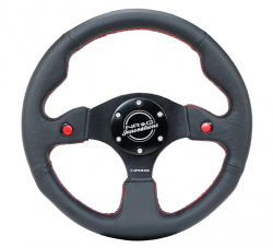 NRG Black 320mm Leather Steering Wheel with Duel Horn Buttons