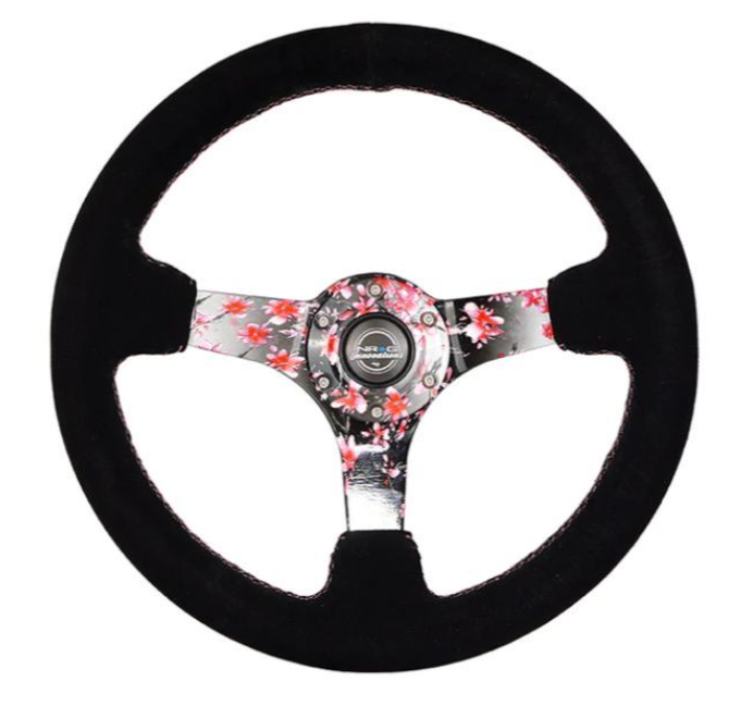 NRG Sakura 350mm Deep Dish Suede Steering Wheel