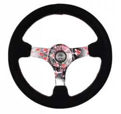 NRG Sakura 350mm Deep Dish Suede Steering Wheel