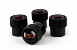 Honda Red SI Logo Black Valve Stem Caps