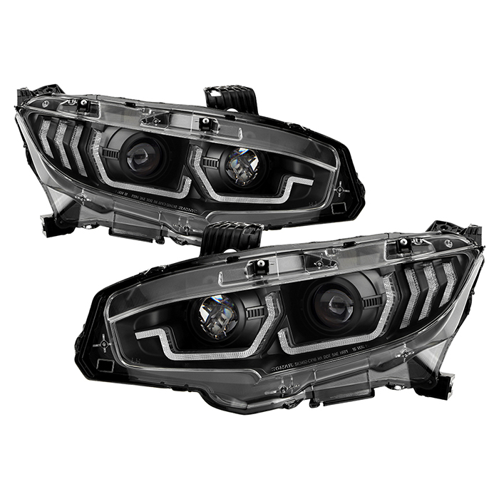 Spyder 16-20 Civic Black Housing Signature Series Projector Headlights