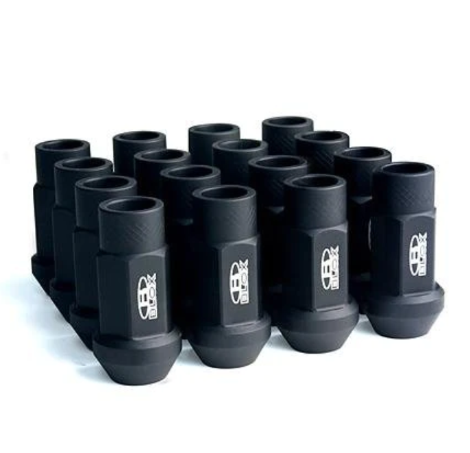 BLOX Racing Flat Black 12 x 1.5mm Street Series Forged Lug Nuts - Set of 16