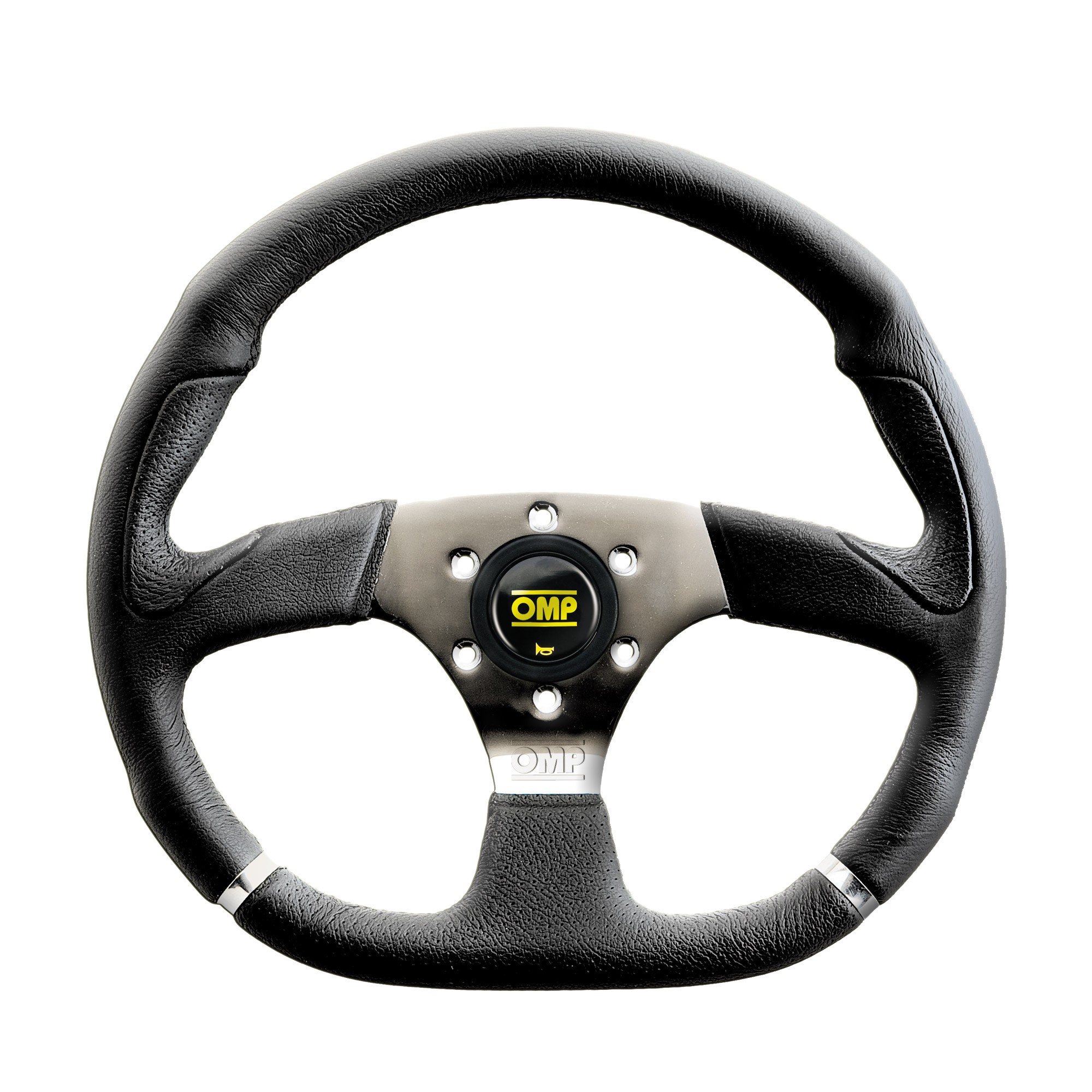 OMP 350mm Black Leather Cromo Steering Wheel