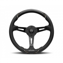 MOMO 350mm Black Leather Black Spokes Gotham Steering Wheel