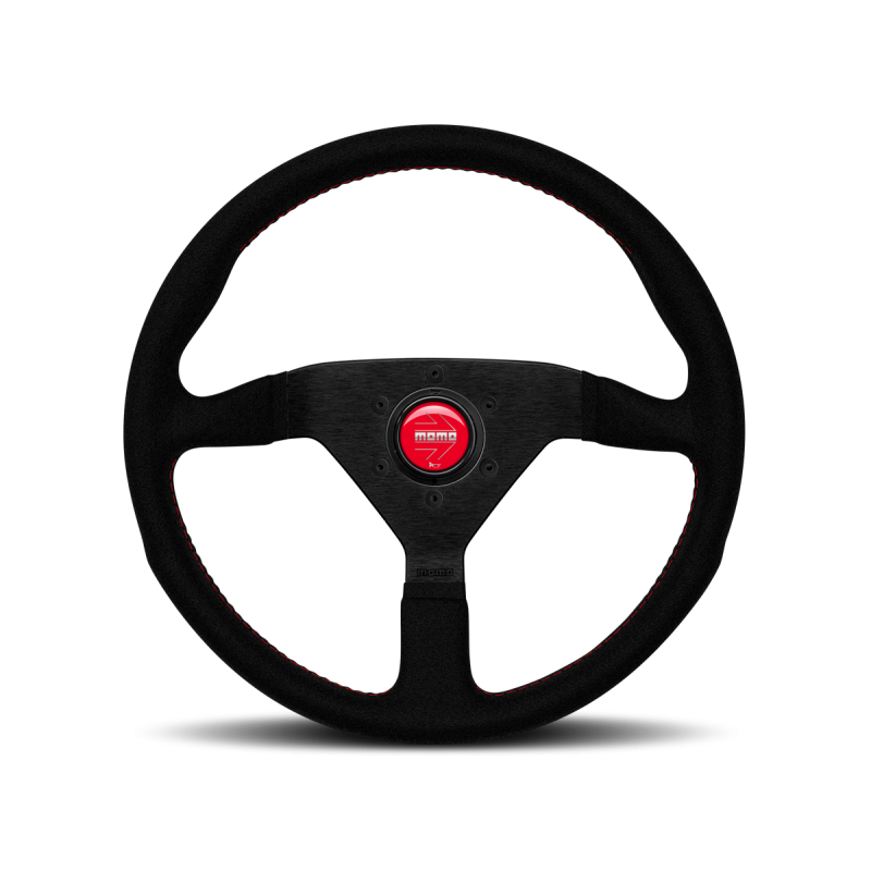 MOMO 350mm Black Alcantara Red Stitch Black Spokes Montecarlo Steering Wheel