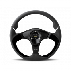 MOMO 350mm Black Leather Black Spokes Nero Steering Wheel