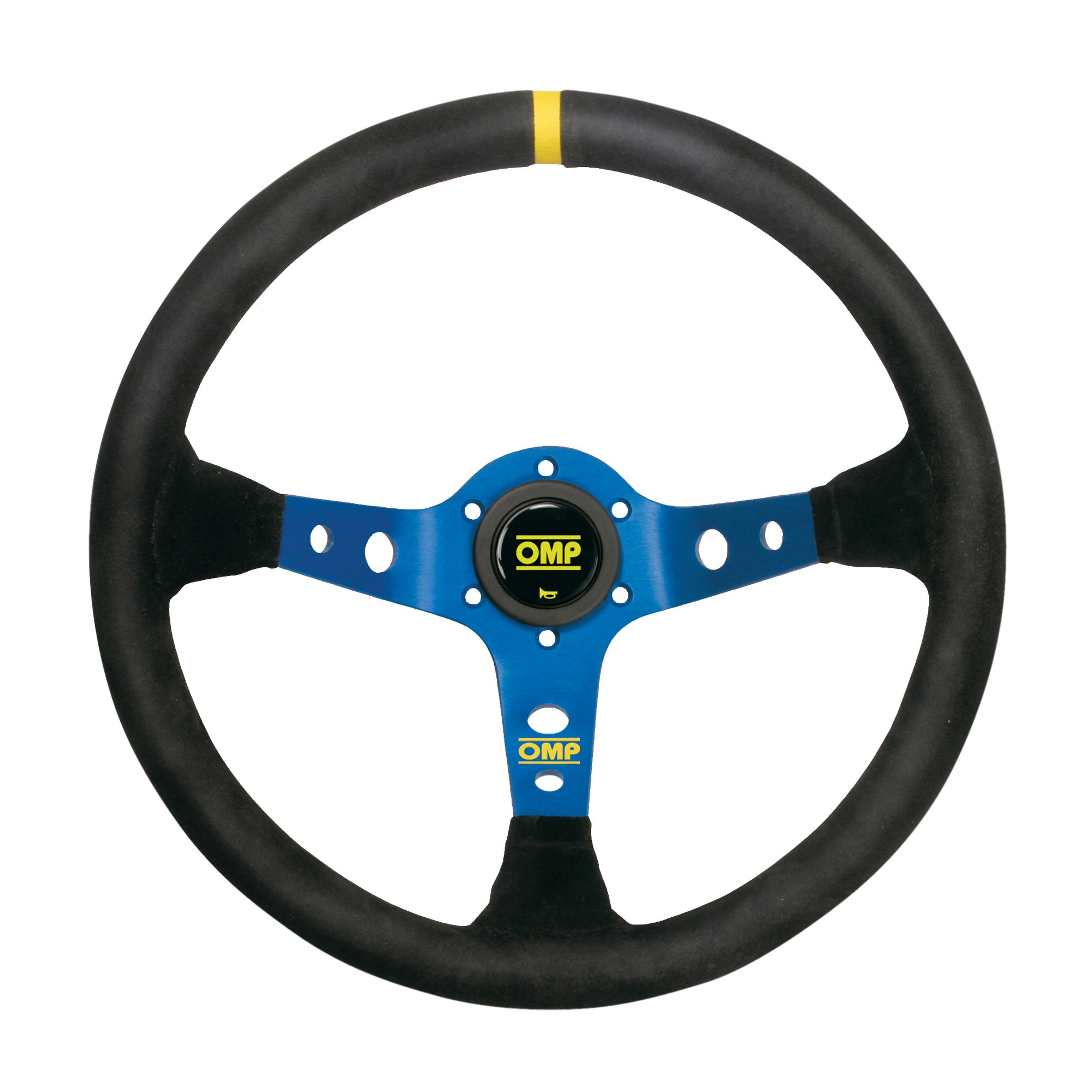 OMP 350mm Black Suede Blue Spokes Corsica Scamosciato Steering Wheel