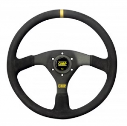 OMP 350mm Black Suede Flat Black Center Velocita Steering Wheel