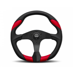 MOMO 350mm Black with Red Poly Black Spokes Quark Steering Wheel