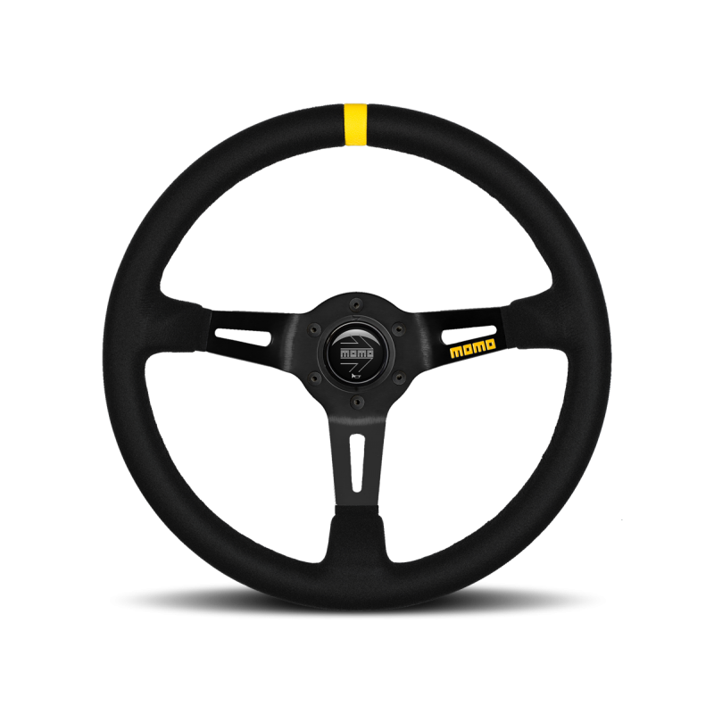 MOMO 350mm Black Suede Black Spokes MOD 08 Steering Wheel