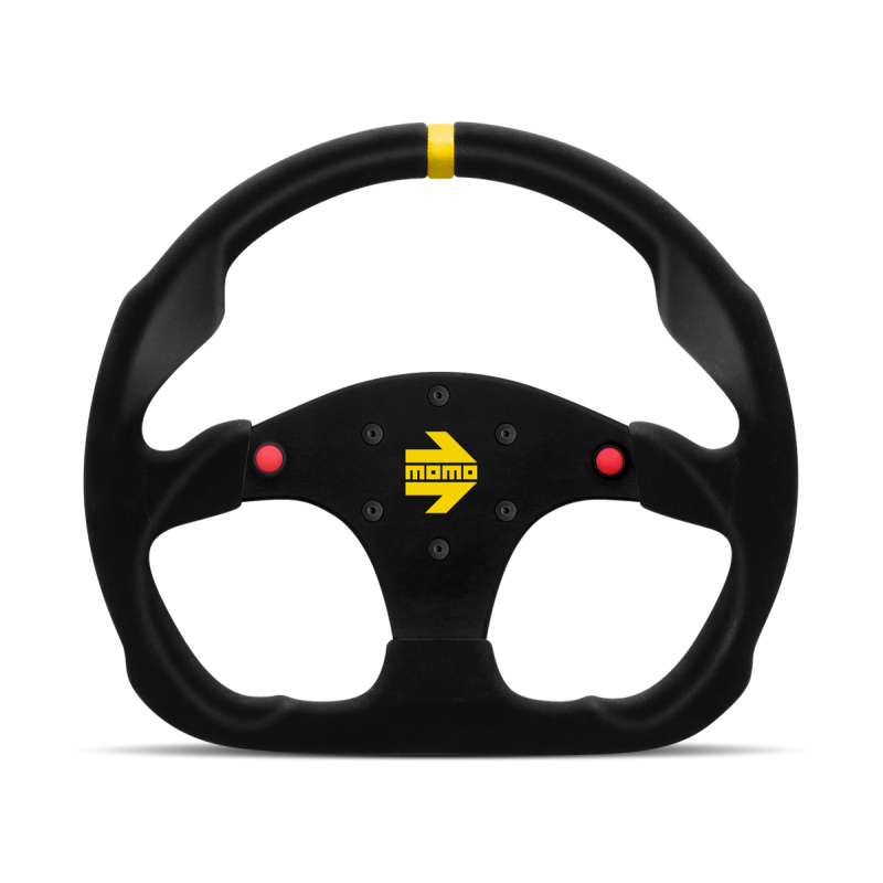 MOMO 320mm Black Suede Black Spokes MOD 30 Steering Wheel with Buttons