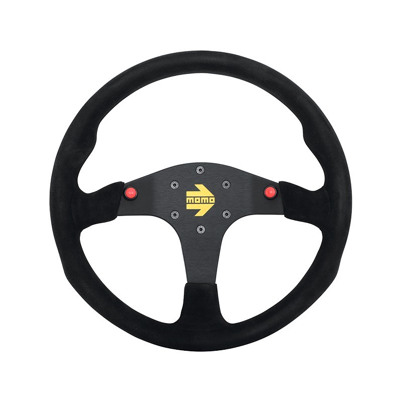 MOMO 350mm Black Suede Brushed Black Spokes MOD 80 Steering Wheel