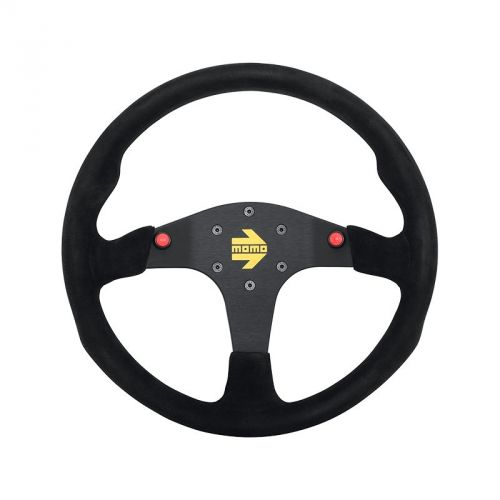 MOMO 350mm Black Suede Brushed Black Spokes MOD 80 Steering Wheel