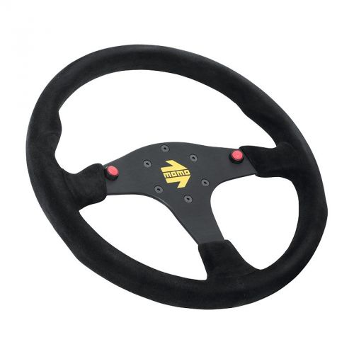 MOMO 350mm Black Suede Brushed Black Spokes MOD 80 Steering Wheel