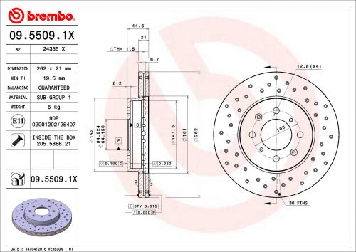 Brembo 90-01 Integra / 90-05 Civic Front Premium Xtra Cross