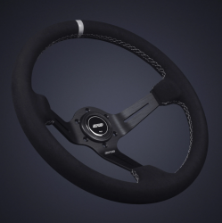 DND 350mm Alcantara Black 75mm Deep Grey Stitching Race Steering Wheel