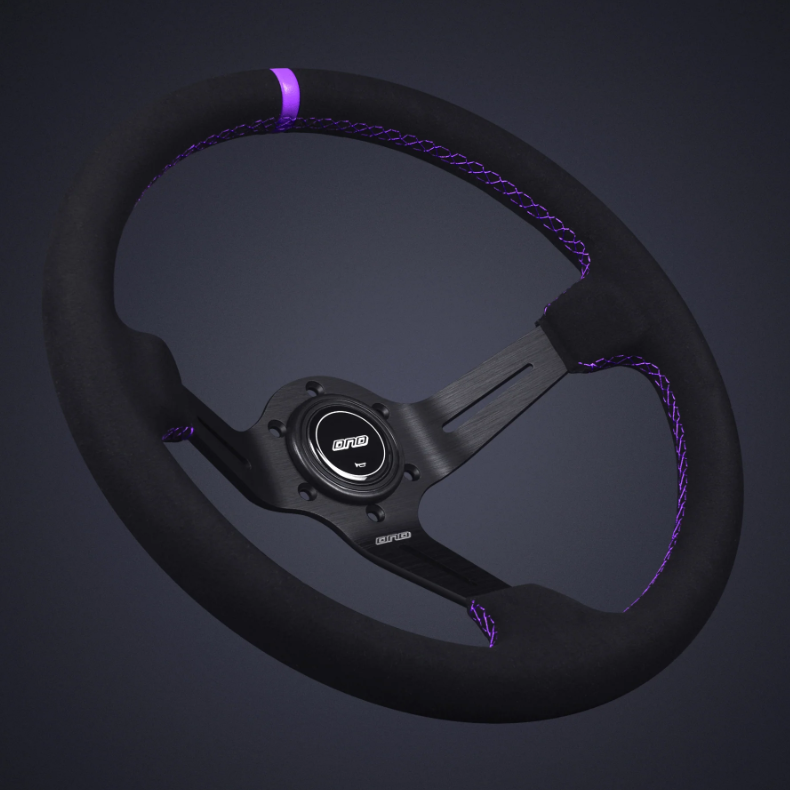 DND 350mm Alcantara Black 75mm Deep Purple Stitching Race Steering Wheel