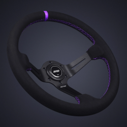 DND 350mm Alcantara Black 75mm Deep Purple Stitching Race Steering Wheel