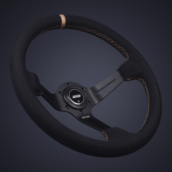 DND 350mm Alcantara Black 75mm Deep Tan Stitching Race Steering Wheel