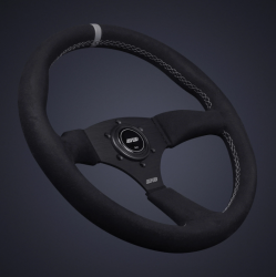 DND 350mm Alcantara Black 50mm Deep Grey Stitching Touring Steering Wheel