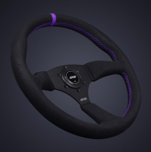 DND 350mm Alcantara Black 50mm Deep Purple Stitching Touring Steering Wheel
