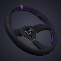 DND 350mm Alcantara Black 50mm Deep Purple Stitching Touring Steering Wheel