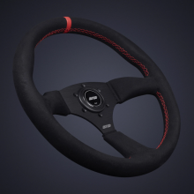 DND 350mm Alcantara Black 50mm Deep Red Stitching Touring Steering Wheel