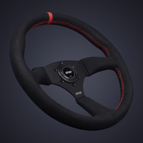 DND 350mm Alcantara Black 50mm Deep Red Stitching Touring Steering