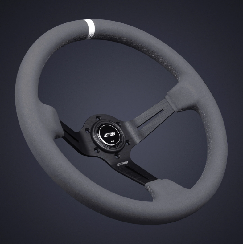 DND 350mm Full Color Grey Alcantara 75mm Deep Race Steering Wheel