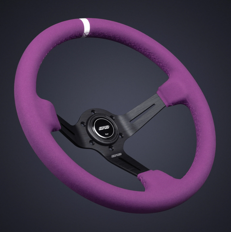 DND 350mm Full Color Purple Alcantara 75mm Deep Race Steering Wheel