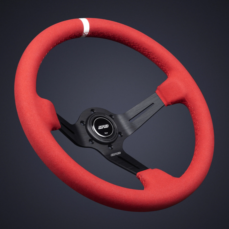 DND 350mm Full Color Red Alcantara 75mm Deep Race Steering Wheel