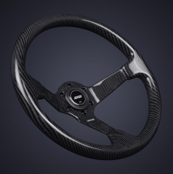 DND 350mm 89mm Deep Full Grey Carbon Fiber Steering Wheel