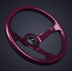 DND 350mm 89mm Deep Full Maroon Carbon Fiber Steering Wheel