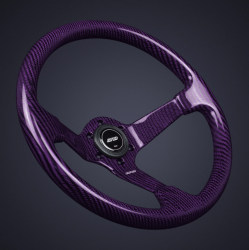 DND 350mm 89mm Deep Full Purple Carbon Fiber Steering Wheel
