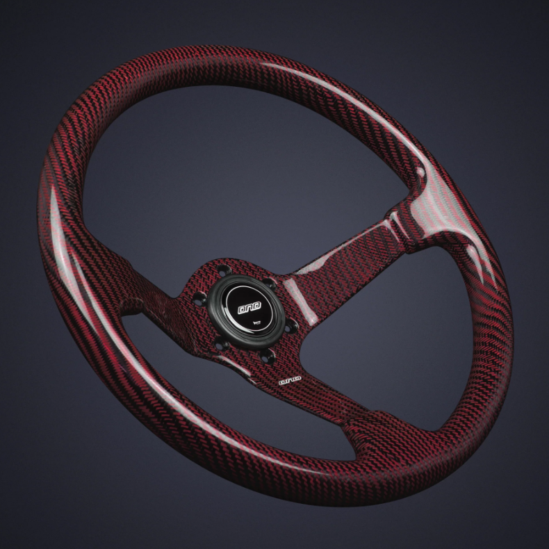 DND 350mm 89mm Deep Full Red Carbon Fiber Steering Wheel
