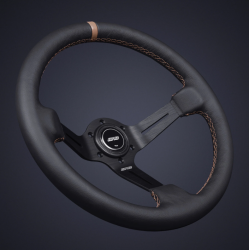DND 350mm Leather 75mm Deep Tan Stitching Race Steering Wheel