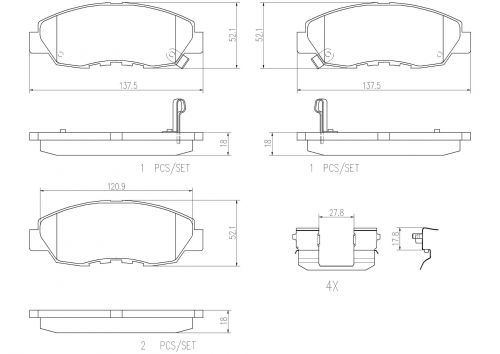 Brembo 90-02 Accord / 97-99 CL Front Premium Ceramic Brake Pads